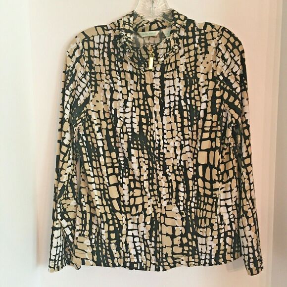 Laura Ashley Full Zip Jacket Mod Black White & Tan - Picture 1 of 6